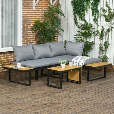 Sofa Set AJUNION Aluminium Outdoor Corner Lounge Set für modulare Gartenmöbel