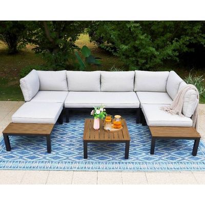 Aluminiummoduläres Terrassen-Set AJUNION U-Form Großflächenmöbel