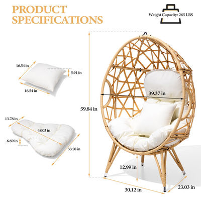 Allgemeine Außenmöbel Klappmöbel Ja Runde Pe Rattan Wicker Eiersofa Stuhl mit Kissen