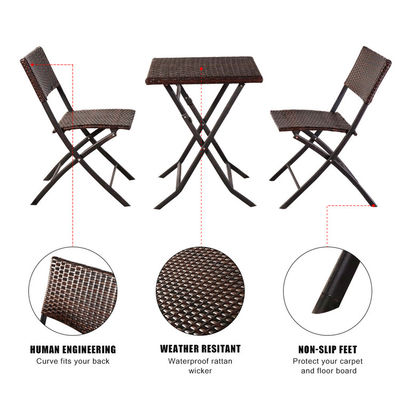 Außenhofmöbel mit Klapptisch und Stuhl aus PE-Rattan