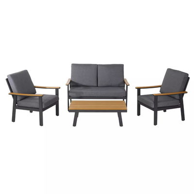 Spezifische Gartensofa AJUNION 4 Stück Aluminium Außenmöbel Set mit Couchtisch