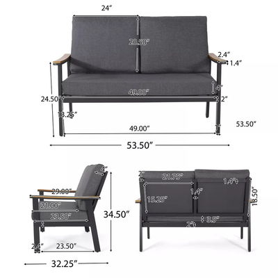 Spezifische Gartensofa AJUNION 4 Stück Aluminium Außenmöbel Set mit Couchtisch