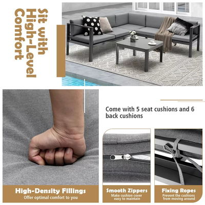 Modernes Gartensofa Set AJUNION Aluminium Terrassenmöbel mit verstellbarem Rücken
