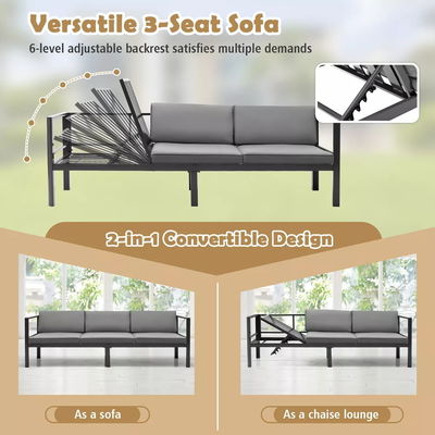 Modernes Gartensofa Set AJUNION Aluminium Terrassenmöbel mit verstellbarem Rücken