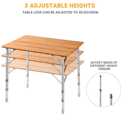 100*65cm Tischplatte Bambus Holz Metall Klapptisch für Picknick