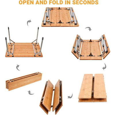 100*65cm Tischplatte Bambus Holz Metall Klapptisch für Picknick