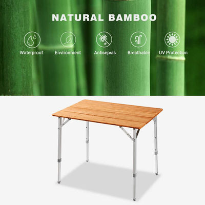 100*65cm Tischplatte Bambus Holz Metall Klapptisch für Picknick
