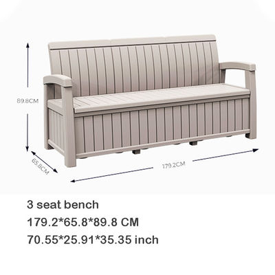 Hotel Außenhaus Witterungssicherer Sessel Plastik 3-Sitzer-Sofa-Bänk mit Lagerkiste