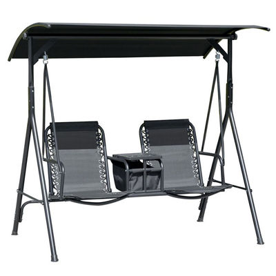 Moderner Schwingestuhl im Freien 67,7"D x 44,1"W x 65"H mit Becherhalter und verstellbarem Schatten
