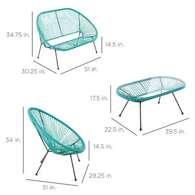 Moderne Gartenmöbel Außen Terrasse mit Stahlrahmen und Plastik Wicker Seil