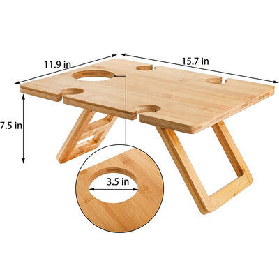 Portable Outdoor Indoor Holz Bambus Klapp Picknickschachtel Tisch für Snacks und Wein