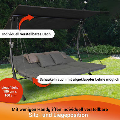 Garten Balkon Strand Pool 3-Sitzer Hängematte mit Metall Lounge Schaukelstuhl und Kissen