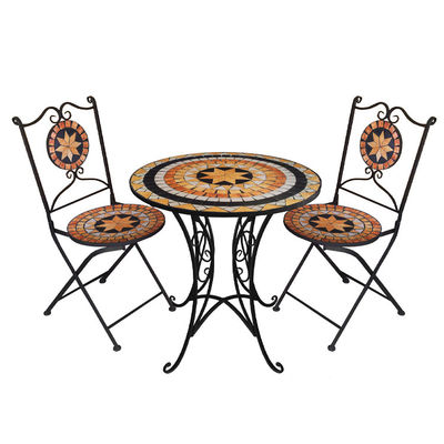 Outdoor-Patio Garten Bistro Eisenrahmen Nordische Antike 2-Sitzer Esstisch und Stuhl