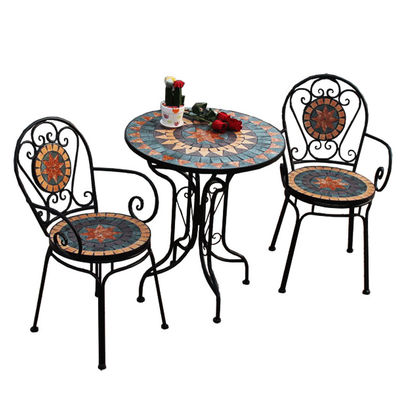 Outdoor-Patio Garten Bistro Eisenrahmen Nordische Antike 2-Sitzer Esstisch und Stuhl