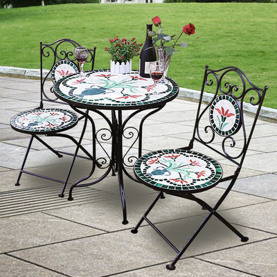 Outdoor-Patio Garten Bistro Eisenrahmen Nordische Antike 2-Sitzer Esstisch und Stuhl