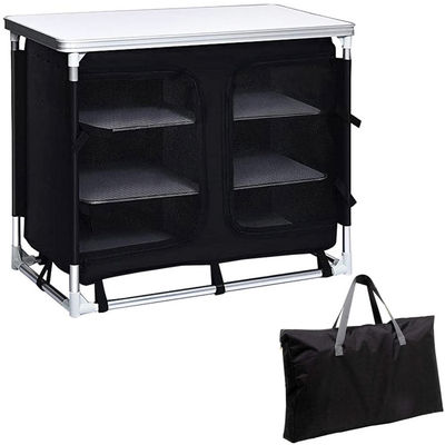 Außengarten Terrasse Metall Picknick-Speicher-Organisator Schrank Kochen Camping Küche Tisch