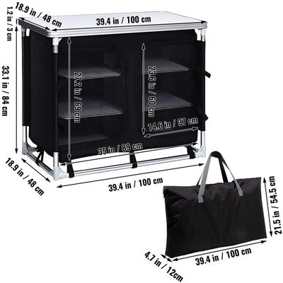 Außengarten Terrasse Metall Picknick-Speicher-Organisator Schrank Kochen Camping Küche Tisch