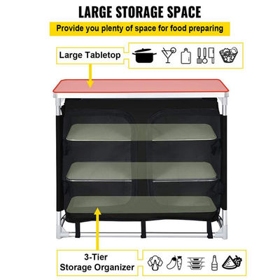 Außengarten Terrasse Metall Picknick-Speicher-Organisator Schrank Kochen Camping Küche Tisch