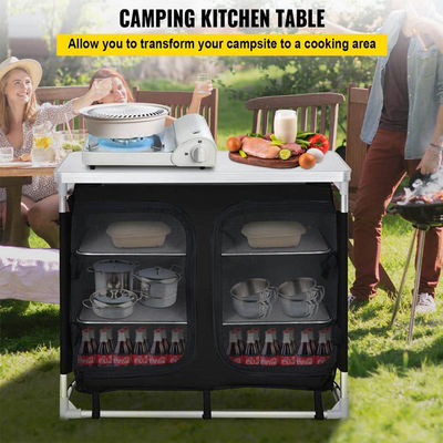 Außengarten Terrasse Metall Picknick-Speicher-Organisator Schrank Kochen Camping Küche Tisch