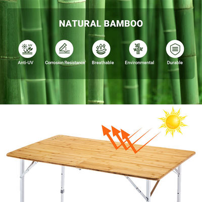 120*70cm Tischplatte Patio Garten Bambus Aluminium Klapptisch für Picknick Camping Essen