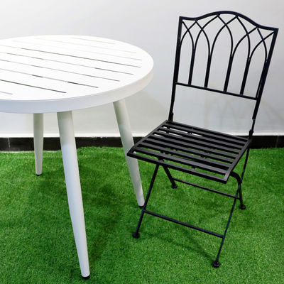 Outdoor Bistro Garden Cafe High Back Weiß geschmiedetes Eisen Metall Klappstuhl für Hochzeitsveranstaltung