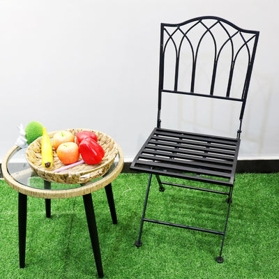 Outdoor Bistro Garden Cafe High Back Weiß geschmiedetes Eisen Metall Klappstuhl für Hochzeitsveranstaltung