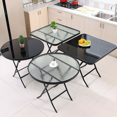 Metallgehärtetes Glas Klapptisch Kaffee Esstisch für Outdoor Camping Balkon Garten Terrasse