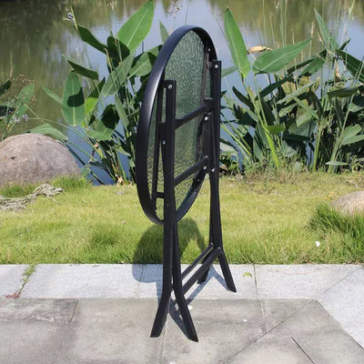 Metallgehärtetes Glas Klapptisch Kaffee Esstisch für Outdoor Camping Balkon Garten Terrasse