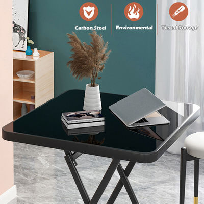 Außentisch Metallgehärtetes Glas Quadrat Runder Klapptisch Kaffeetafel