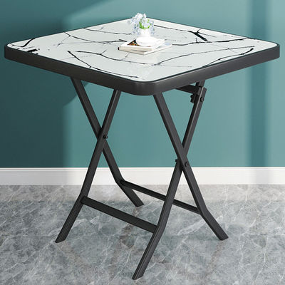 Außentisch Metallgehärtetes Glas Quadrat Runder Klapptisch Kaffeetafel