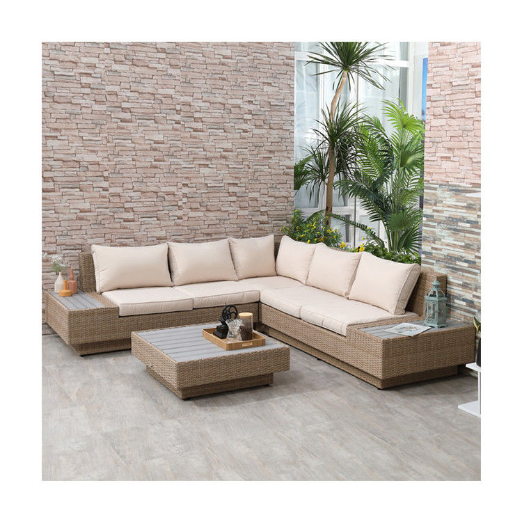 Freizeit Outdoor-Patio-Möbel modernes Design Wicker Rattan Ecksofa Set für den Garten