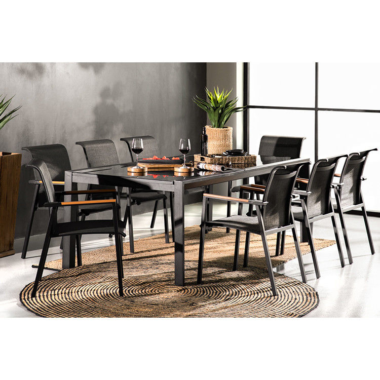 Außen 8 Sitzplätze erweiterbares Esstischset mit Sessel im modernen Luxusdesign