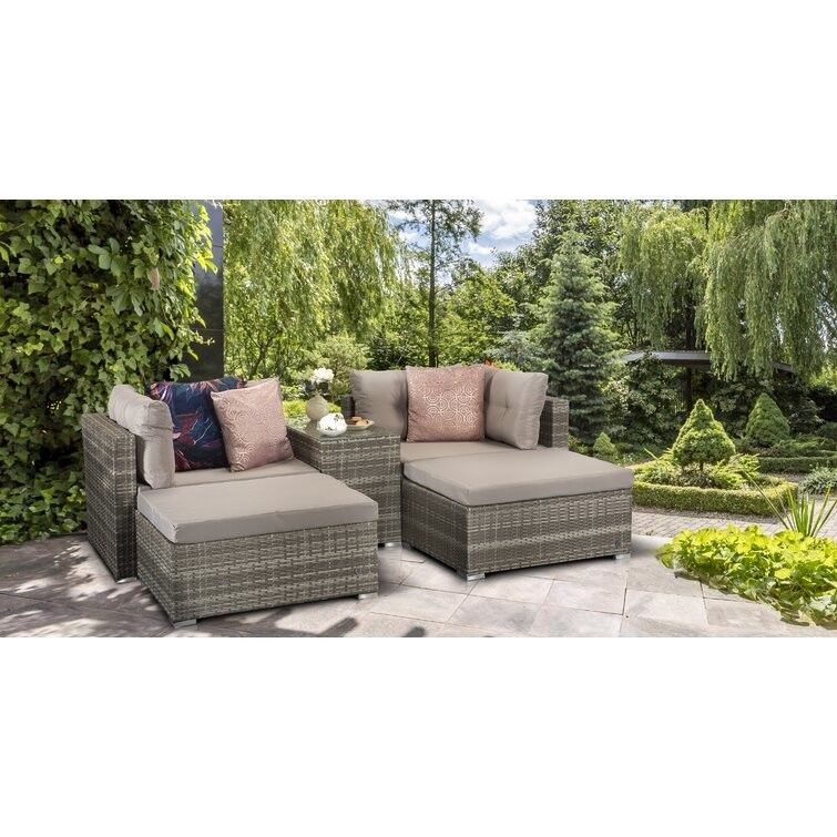 Außenlounge mit Metallrahmen AJUNION Rattan Gartenmöbel W52 x D56 x H87cm