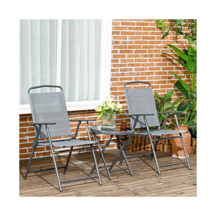 Tragbare Klappstuhl Balkon Möbel Bistro Set Gartenstuhl AJUNION Metall Outdoor