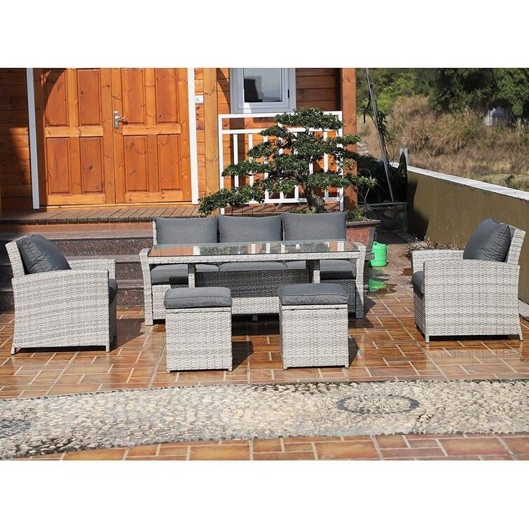 Freizeit Outdoor-JUNION Handgewebte Wachsgartenmöbel mit gehärtetem Glas