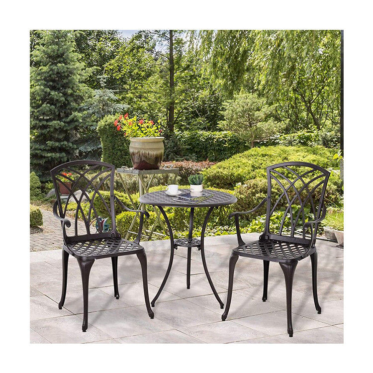Balkonmöbel aus gegossenem Aluminium AJUNION 2-Sitzer Outdoor Bistro Set mit rundem Tisch