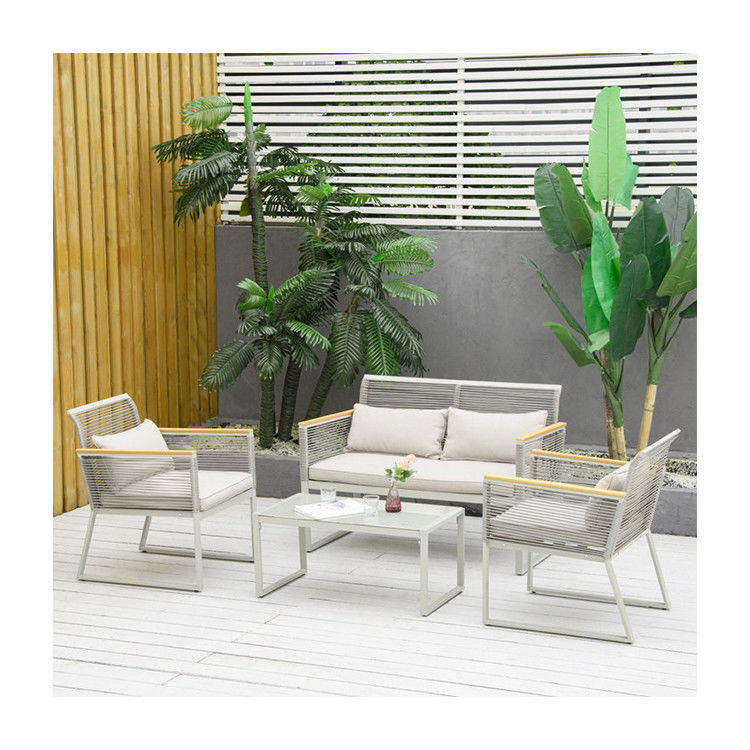 AJUNION Garten Set mit handgewebtem PE-Rattan und Aluminiumrahmen W59.5 x D68.5 x H79cm