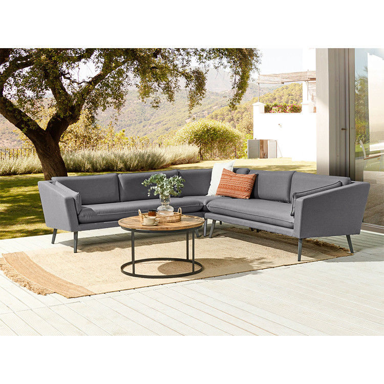 Modern Design Stil Graues Kissen Allwetter Stoff Sofa Set Möbel für Villa Garten