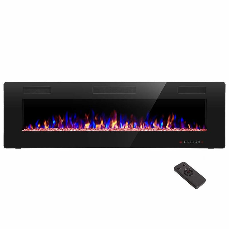 12 Bett Farbmodus AJUNION 60 Zoll Wandmontierte Seidenbildschirmdruck Elektrokamin
