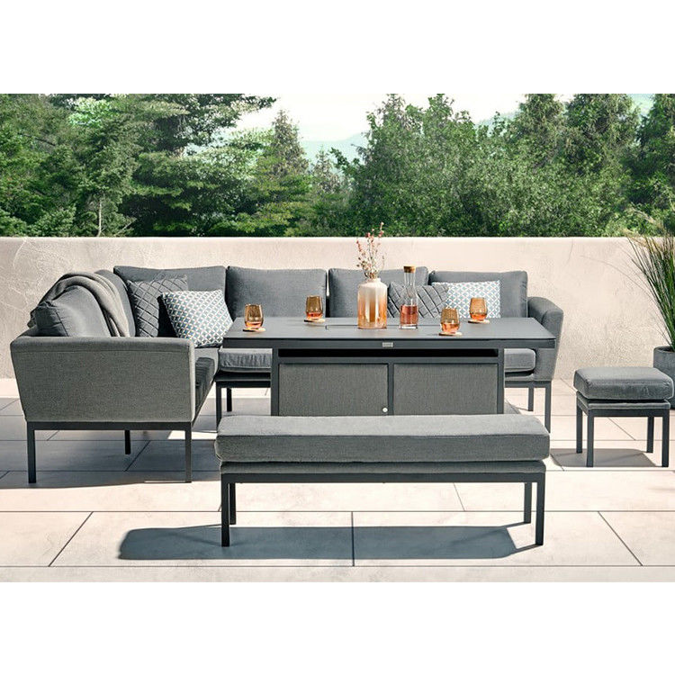 Postverpackung Y AJUNION Luxus Outdoor Stoff Terrassenmöbel Esszimmer mit Kamin Tisch