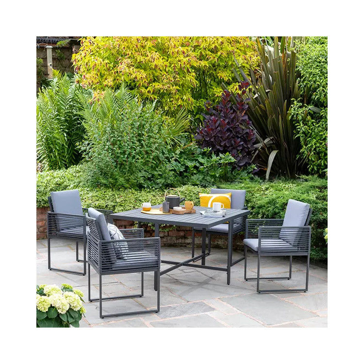 Aluminiumseil Handgefertigtes Garten-Esszimmermöbel-Set für Outdoor-Raumsparendesign