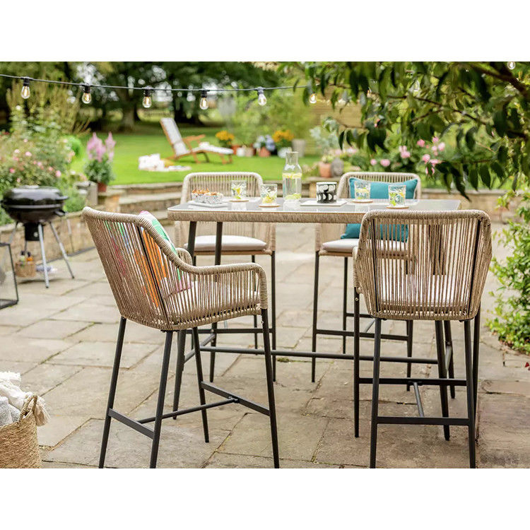 Modern Design AJUNION Metall 4 Sitzplätze Garten Bar Set Rattan Weave Outdoor Dining Set