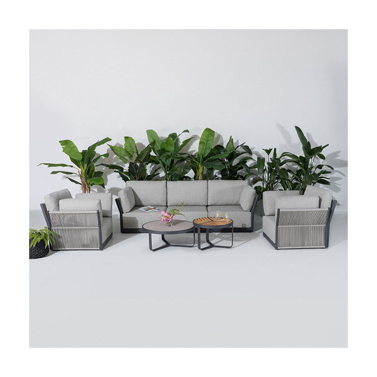 Außensofa mit Aluminiumrahmen und Couchtisch Dia80 x H33cm