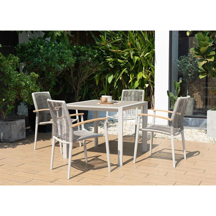 Genießen Sie frische Mahlzeiten mit AJUNION Luxus Aluminium Garten Set und Seil Weave Sessel