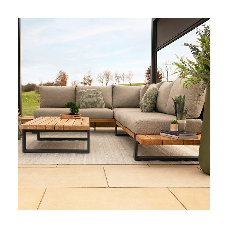Moderne, stilvolle Teakholz-Außensofa, Ecksofa, Wohnzimmer-Set für kommerzielle Hotels, Villa