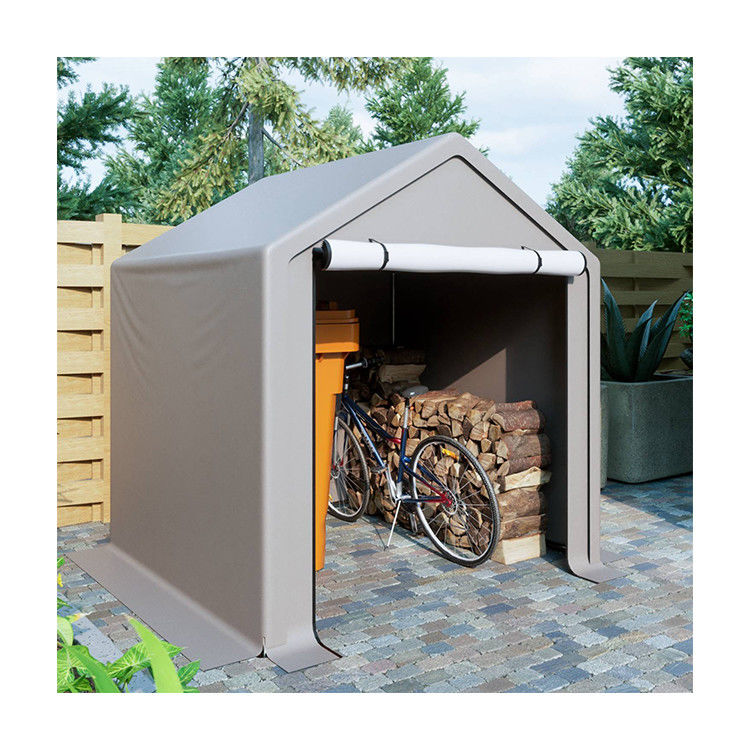 PE Stoff Dachdeckel AJUNION 6.2x5.6ft Außenlagerzelt Metall Garten Fahrradschuppen für Werkzeuge Feuerholz