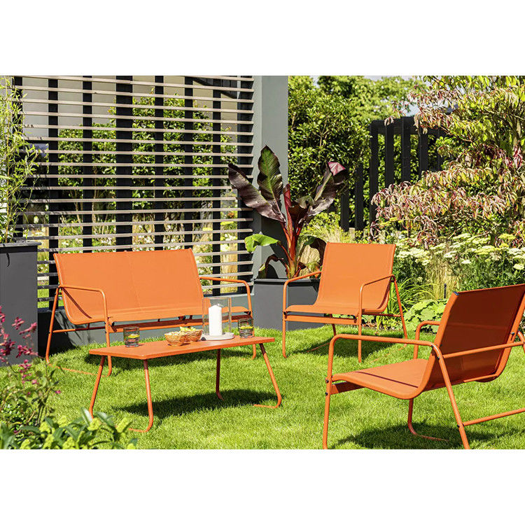 Außenmöbel AJUNION Farbenfrohe Macaron Metall Terrasse mit 4 Sitzstühlen
