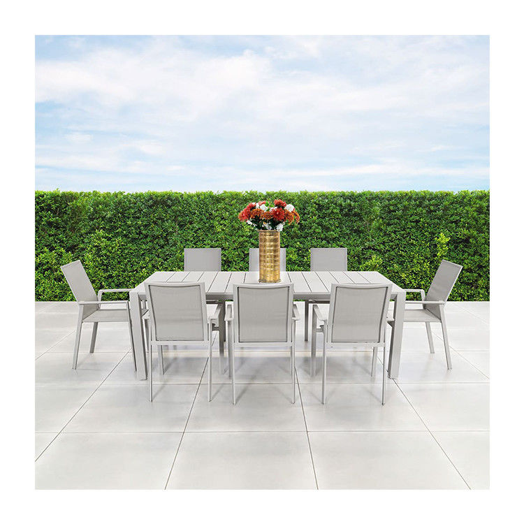 8 Personen Restaurant Esstisch und Stuhl Set mit Aluminium-Metallrahmen im modernen Design
