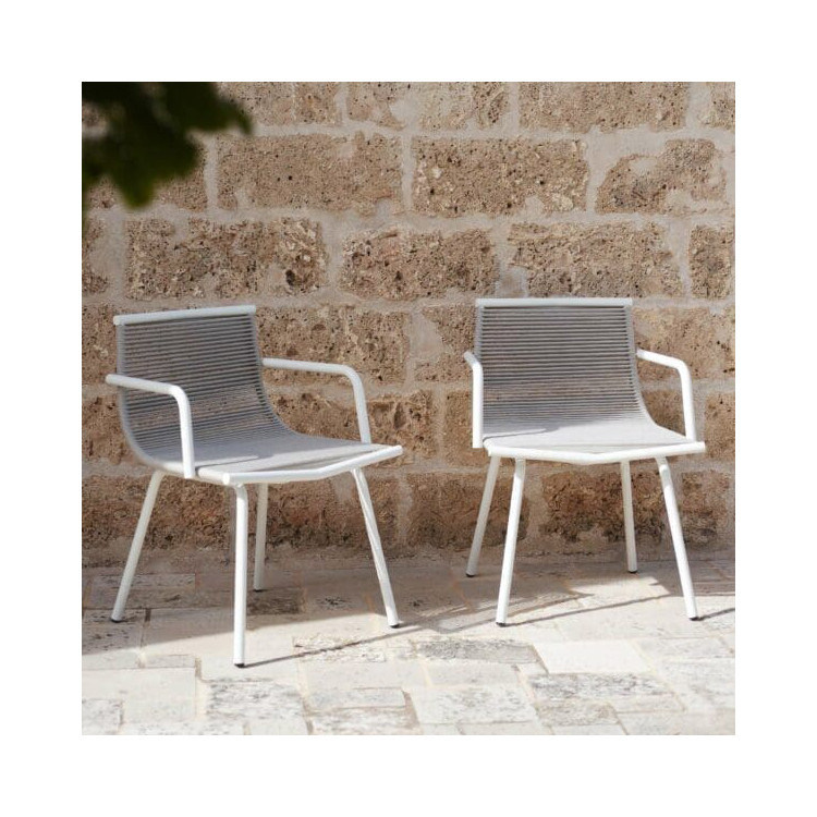 Metall Minimalist Garten Set AJUNION Aluminium Esszimmer Stuhl Seil Weave Außenmöbel