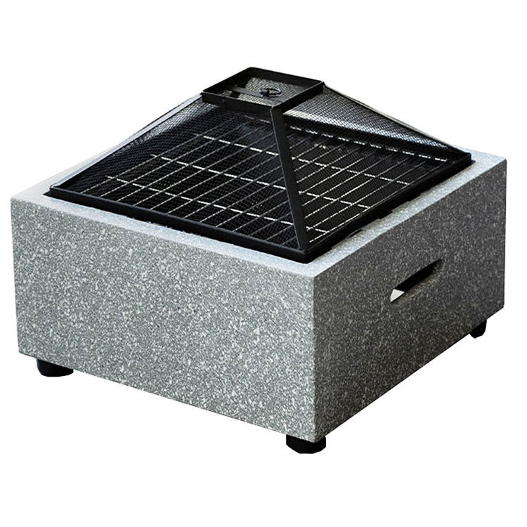3 in 1 Quadrat Holzbrennkamin Holzkohle Grilltisch Kombination für Outdoor-Produkt